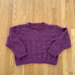 Purple / Pink Hand Knit Cable Sweater